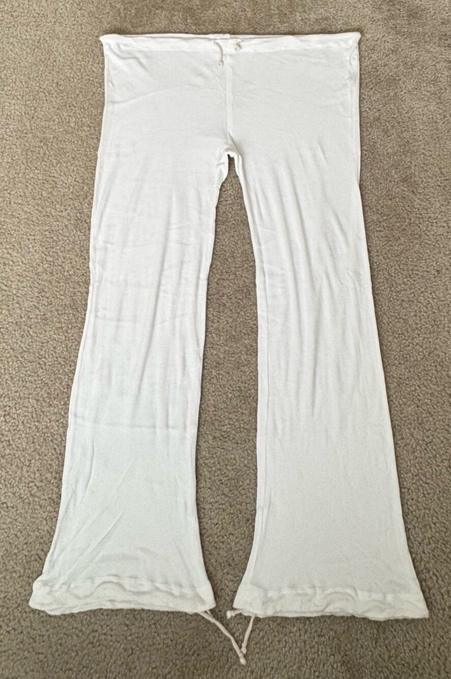 DONNI White Drawstring Wide Leg Lounge Pants Cotton Modal Women’s L Large Soft